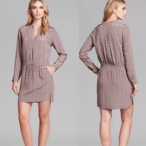 Vince Diagonal Print Silk Drawstring Dress Size 10